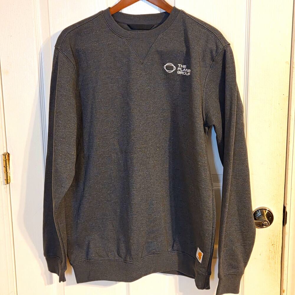 Carhartt Men's Loose Fit Gray Crewneck Pullover Sweatshirt Logo Size M